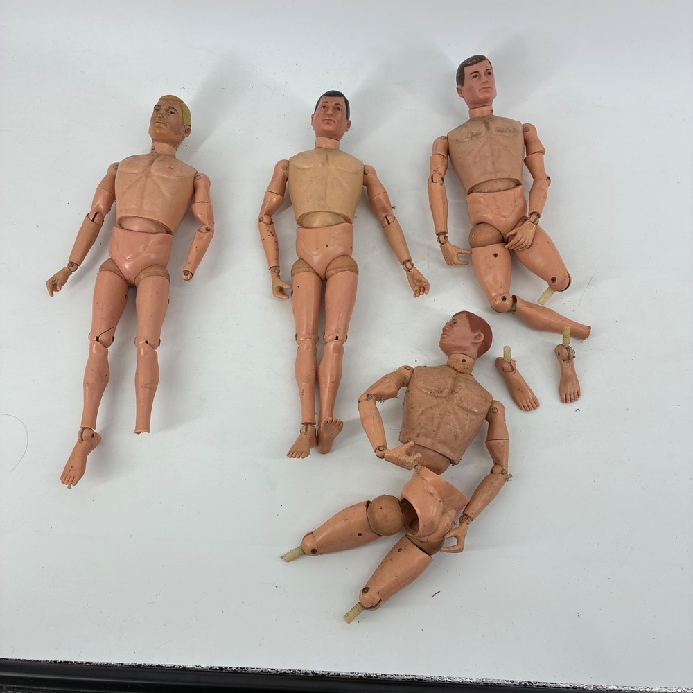Vintage 1964 GI Joe Action Figure Lot of 4 for Parts Repair Hasbro 12 Inch Body
